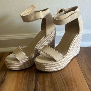 Kendall & Kylie Cream Wedge Sandals